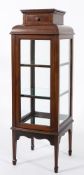 An Edwardian mahogany and inlaid square upright display cabinet:, crossbanded in satinwood,