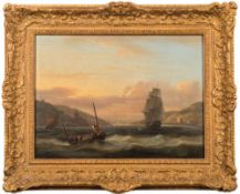 Thomas Luny [ 1759-1837]- Entrance to the river Dart:- a two master and a fishing smack in the
