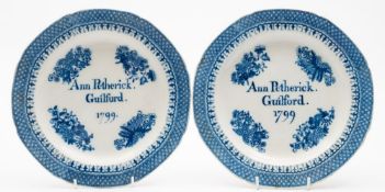 A pair of documentary pearlware plates,