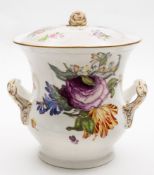 A large early 19th century two-handled jar and cover: possibly Coalport, with bud finial,