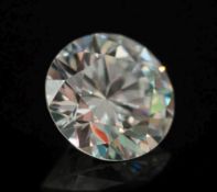A loose circular, brilliant-cut diamond: approximately 7.4mm diameter x 4.