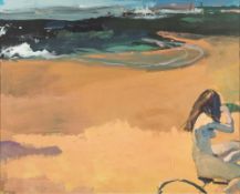 * Ian David Cook [b.1950]- Cyclist:- signed bottom left oil and bodycolour 50 x 62cm * Provenance.