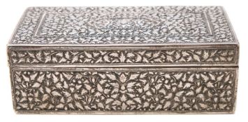 A Chinese silver box and cover: of rectangular form,