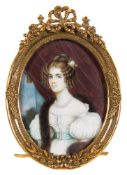 After Moritz Michael Daffinger- A miniature portrait of a young European royal,