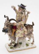 A Meissen porcelain figure group of Count Bruhl's Tailor: modelled after the original by Johann