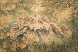 Richard Doyle [1824-1883]- A Woodland Choir:- signed and dated 1869 bottom right watercolour 21 x