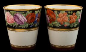A pair of Flight & Barr [Worcester] beakers: of flared conical form,