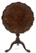 A George III mahogany circular tea table:,