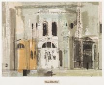 After John Piper [1903-1992]- Chiesa Della Salute:- screen printed fabric panel printed by