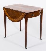 A George III mahogany and inlaid oval Pembroke table:, in the Sheraton manner,