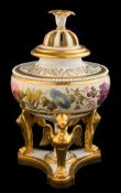 A Flight Barr & Barr [Worcester] pot pourri bowl and cover: the pierced cover with finial in the