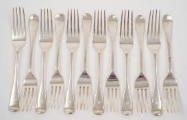 A set of twelve Victorian Scottish silver dinner forks, maker William Hannay, Glasgow,