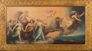 After Guido Reni- Aurora:- a coloured print on embossed paper 48 x 100cm,