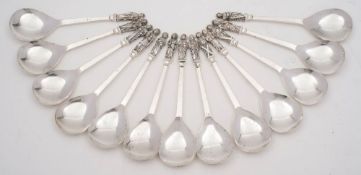 Thirteen Elizabeth II silver apostle spoons, maker Birmingham Mint, Birmingham,