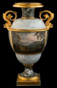 A Barr Flight & Barr [Worcester] two-handled vase: of ogee form with flared rim and dolphin handles,