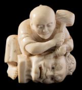 A Japanese carved ivory netsuke,