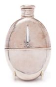 A Victorian silver and clear glass spirit flask, maker John Linegar, Birmingham, 1872: initialled,