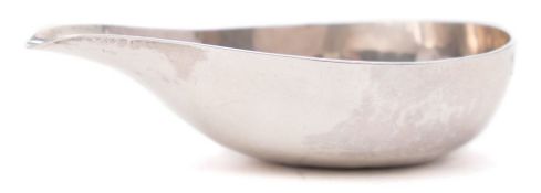 A George II silver pap boat, maker Walter Brind, London, 1751: inscribed, of pear-shaped outline,