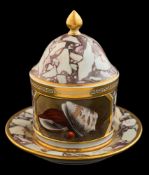 A Barr Flight & Barr [Worcester] honey pot and cover: of circular form with domed cover and pointed