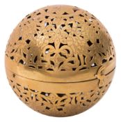 An 18th/19th century brass hand warmer: of spherical form,