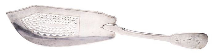A George III fiddle pattern fish slice, maker William Eley,William Fearn & William Chawner, London,