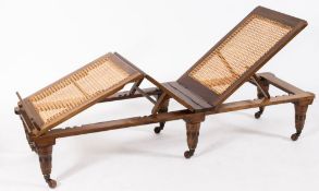 Campaign furniture - A Victorian mahogany folding day bed:,