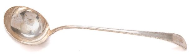 A George III provincial silver Old English pattern soup ladle, maker Thomas Eustace, Exeter,