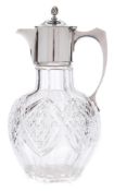 An Edward VII silver mounted cut glass claret jug, T.W. & S.