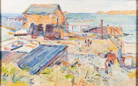 * Fred Yates [1922-2008]- Sennen, Cornwall:- oil on board 71 x 108cm.