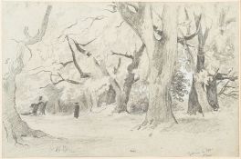 Hercules Brabazon-Brabazon [1821-1871]- Trees in the Galleria di Sopra Albano:- signed with