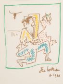 After Jean Cocteau- Flamenco Dancers:- coloured print, 42 x 31cm,