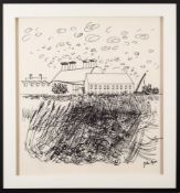 * John Piper [ 1903-1992]- Snape Maltings:- a silk scarf, circa 1960 73 x 68cm.