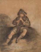 Manner of George Moorland [18/19th Century]- A shepherd boy:- pencil drawing 27.5 x 22cm.