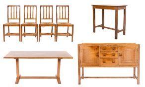 By Heal & Son Ltd - An oak rectangular sideboard:, with a narrow ledge back,