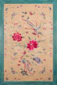 A large late 18th/early 19th century Chinese embroidered panel: depicting fish,