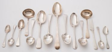 A matched collection of silver Old English pattern flatwares,