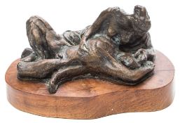 Leon Underwood [1890-1975] Samson and Delilah, bronze: with a mid brown patina,