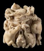 A Japanese carved ivory okimono,