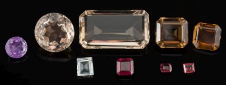 Nine various loose gemstones: to include a circular citrine estimated to weigh 13.