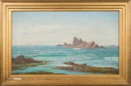 David James [1853-1904]- Coastal landscape, thought to be Lands End,