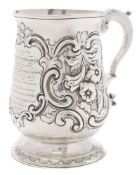 A George III silver mug, maker John Kidder, London, 1784: inscribed,