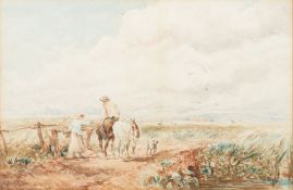 Attributed to David Cox [1809-1885]- Returning to The Harvest field:- bears a signature and date