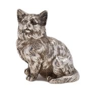 A Continental silver novelty pepperette in the form of a cat,