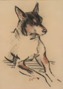 * Hyman Segal [1914-2004]- Terriers at a fireside:- signed pastel drawing 21 x 29cm,