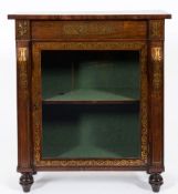 A Regency rosewood and brass inlaid pier cabinet:,