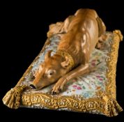 A large Meissen porcelain group of Catherine II of Russia's favourite dog: modelled after the