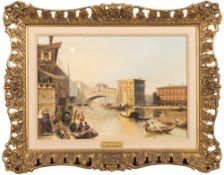 Edward Pritchett [1808-1894] - The Rialto, Venice: signed lower right oil on canvas 23 x 34cm.