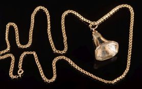 An early 19th century gold mounted quartz crystal fob seal: of tapering octagonal form with