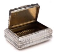 A Georgian silver rectangular snuff box, all marks worn: of rectangular outline,