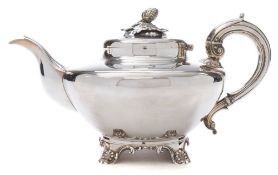 A William IV silver teapot, maker Richard Pearce & George Burrows, London,